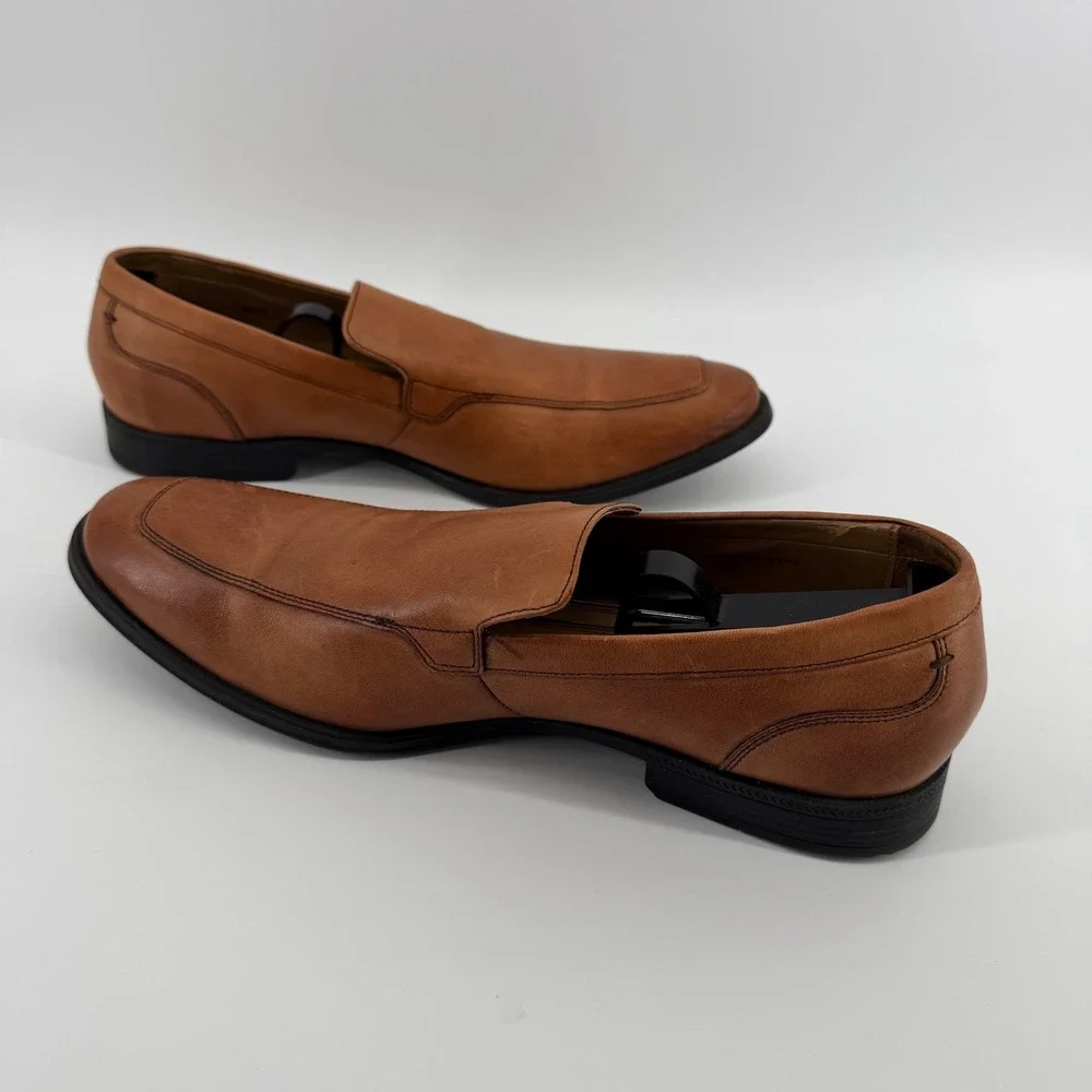 Cole Haan Loafers Mens 10 Tan C12375 Leather Slip On Apron Toe Dress Shoes